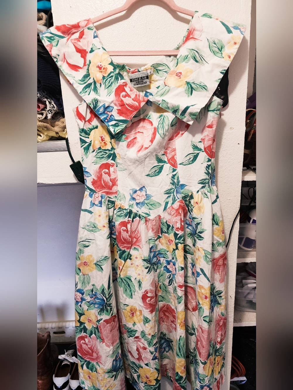 WOMEN'S 80'S PRINCESS CUT DRESS - FLORAL MULTI